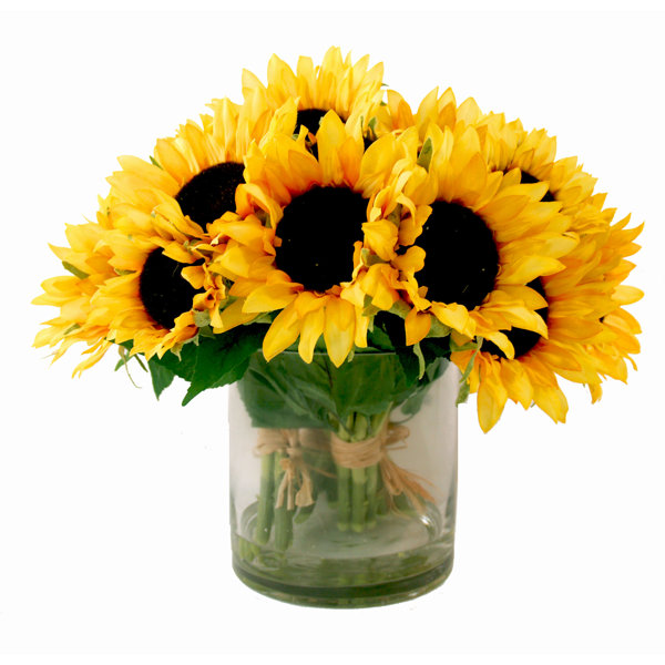Primrue Sunflower Floral Arrangements in Vase Wayfair